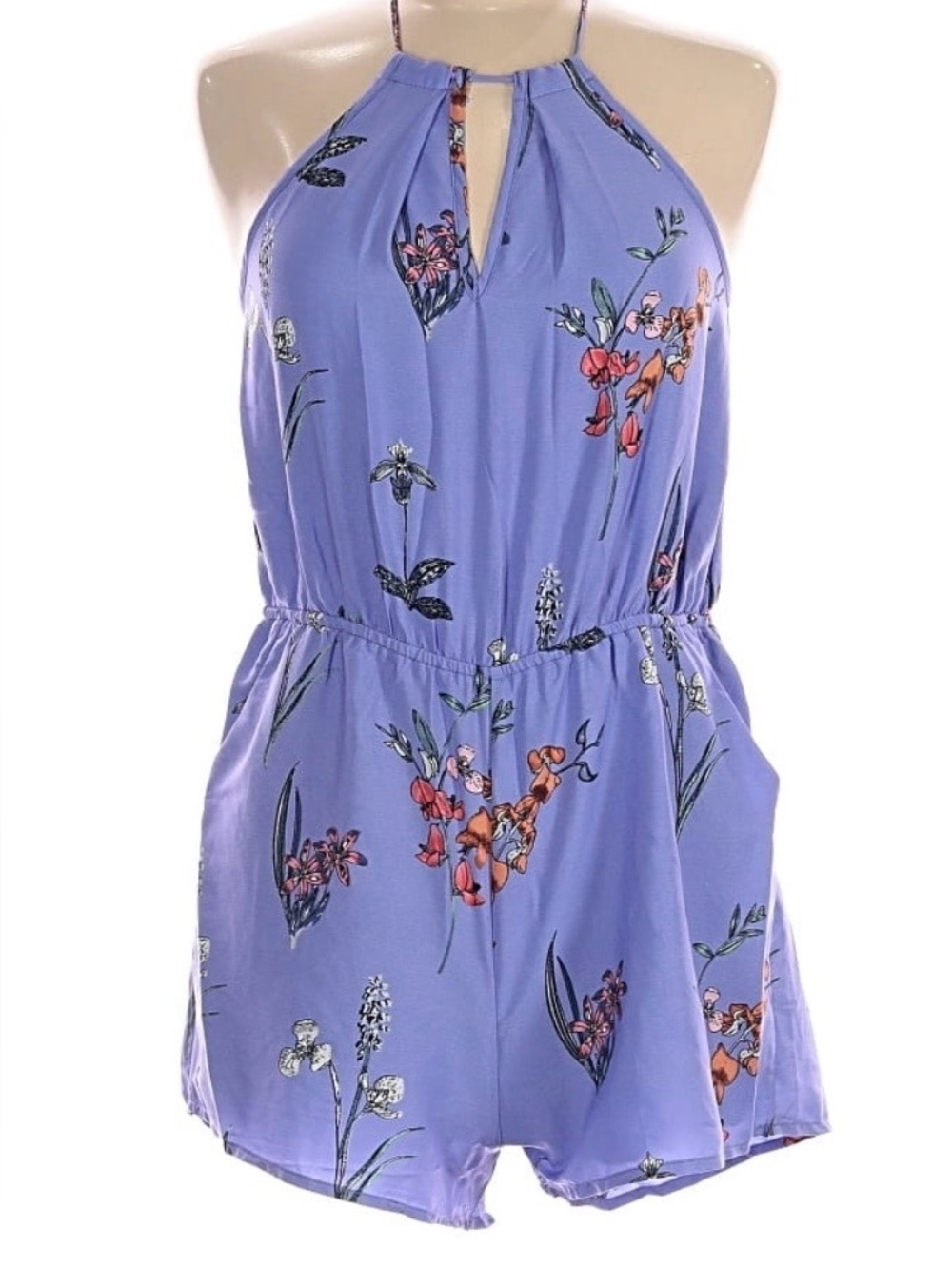 Japna Periwinkle Floral Halter Romper